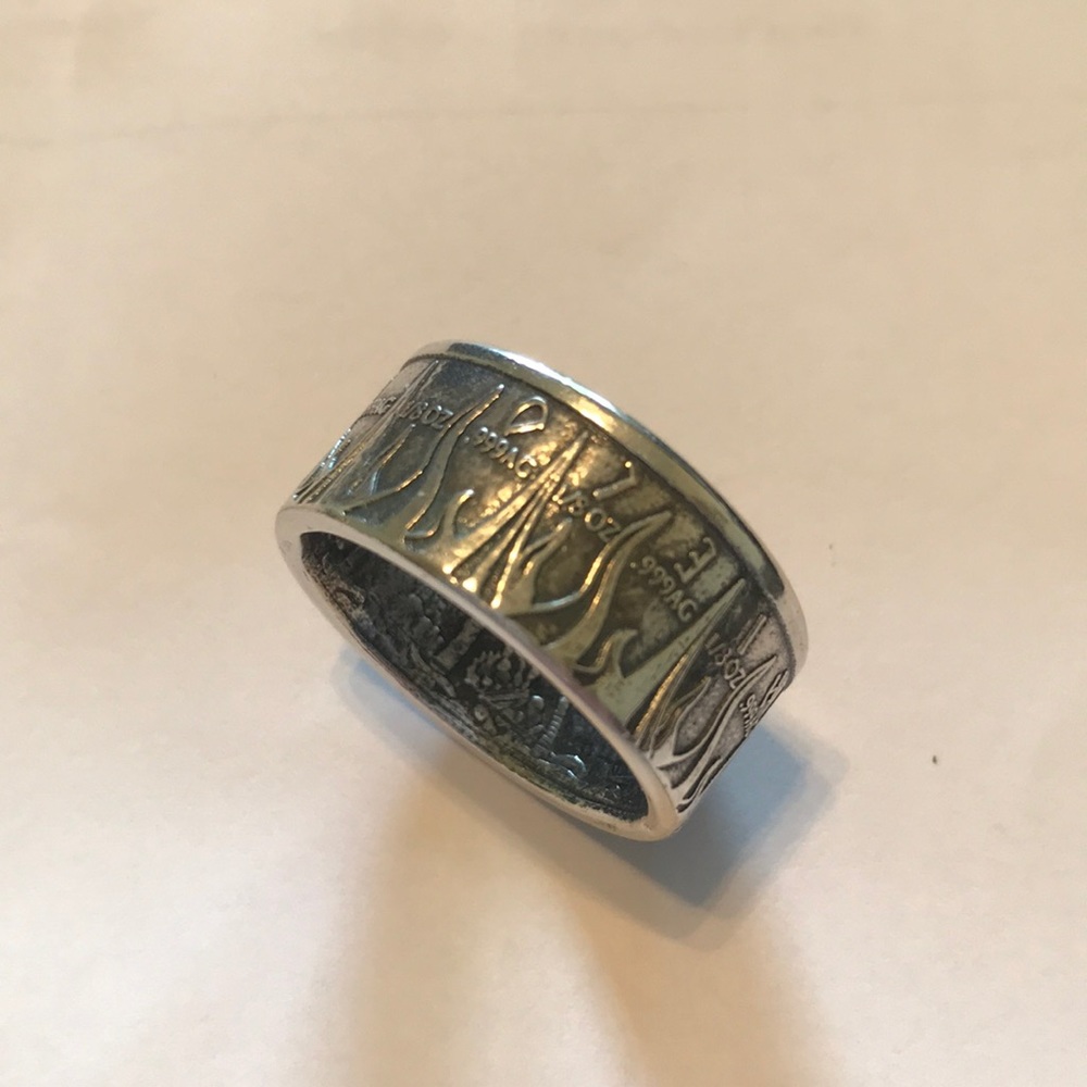 Silver .999 Size 11.5 Coin Ring
